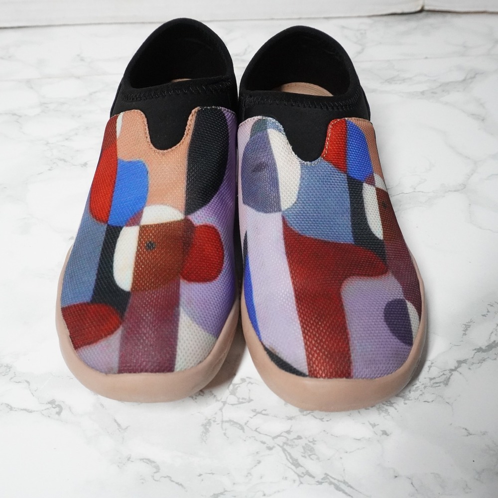 UIN Womens Abstract Geometric Mesh Slip On Travel Sneakers Multicolor Size 6.5 - Picture 2 of 8